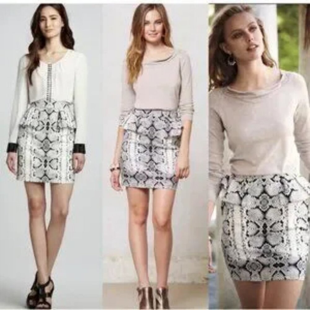 NANETTE LEPORE PEPLUM SNAKE SHORT SKIRT, 2